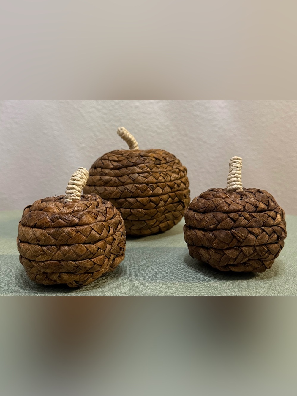 Set of 3 Woven Pumpkin Decorations